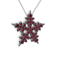 Rodolit garnet 925 ayar siyah rodyum kaplama gümüş kolye (40 cm gümüş rolo zincir)