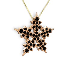 Mona Kar Tanesi Kolye - Siyah zirkon 925 ayar rose altın kaplama gümüş kolye (40 cm altın rolo zincir) #zglahm