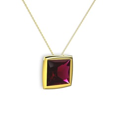 Tenda Kare Kolye - Rodolit garnet 925 ayar altın kaplama gümüş kolye (40 cm gümüş rolo zincir) #10jxjqm