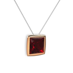 Garnet 18 ayar rose altın kolye (40 cm beyaz altın rolo zincir)