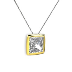 Swarovski 8 ayar altın kolye (40 cm gümüş rolo zincir)