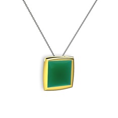 Tenda Kare Kolye - Kök zümrüt 8 ayar altın kolye (40 cm gümüş rolo zincir) #1khjg28