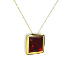 Tenda Kare Kolye - Garnet 8 ayar altın kolye (40 cm altın rolo zincir) #1mqrgjs