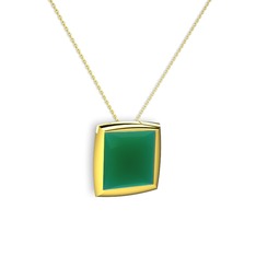 Tenda Kare Kolye - Kök zümrüt 925 ayar altın kaplama gümüş kolye (40 cm altın rolo zincir) #1x9wj22