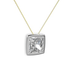 Tenda Kare Kolye - Swarovski 8 ayar beyaz altın kolye (40 cm altın rolo zincir) #4n9q6q