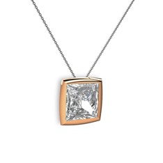 Tenda Kare Kolye - Swarovski 14 ayar rose altın kolye (40 cm gümüş rolo zincir) #anq5x9