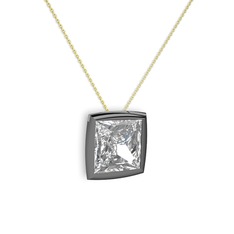 Tenda Kare Kolye - Swarovski 925 ayar siyah rodyum kaplama gümüş kolye (40 cm altın rolo zincir) #ax27jl