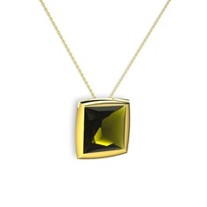 Peridot 925 ayar altın kaplama gümüş kolye (40 cm altın rolo zincir)