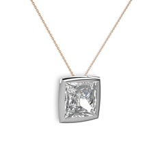 Beyaz zirkon 18 ayar beyaz altın kolye (40 cm gümüş rolo zincir)