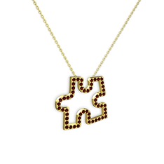 Puzzle Parça Kolye - Garnet 14 ayar altın kolye (40 cm altın rolo zincir) #110buah