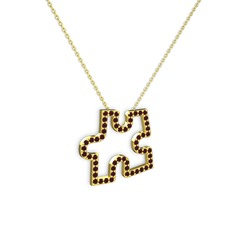 Puzzle Parça Kolye - Kök yakut 14 ayar altın kolye (40 cm altın rolo zincir) #11ntgse