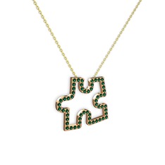 Puzzle Parça Kolye - Yeşil kuvars 18 ayar rose altın kolye (40 cm gümüş rolo zincir) #124j6in