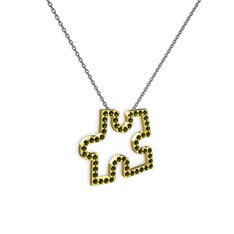 Puzzle Parça Kolye - Peridot 18 ayar altın kolye (40 cm gümüş rolo zincir) #13yqs42