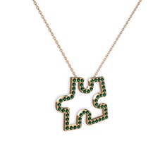 Puzzle Parça Kolye - Yeşil kuvars 14 ayar rose altın kolye (40 cm gümüş rolo zincir) #17r0o8j