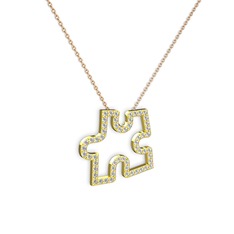 Puzzle Parça Kolye - Beyaz zirkon 14 ayar altın kolye (40 cm rose altın rolo zincir) #1af90tq
