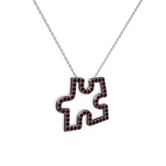 Garnet 925 ayar siyah rodyum kaplama gümüş kolye (40 cm gümüş rolo zincir)