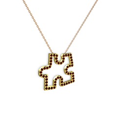Puzzle Parça Kolye - Garnet 925 ayar altın kaplama gümüş kolye (40 cm rose altın rolo zincir) #1d3am4l