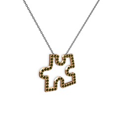 Puzzle Parça Kolye - Peridot 925 ayar rose altın kaplama gümüş kolye (40 cm gümüş rolo zincir) #1elxt2r