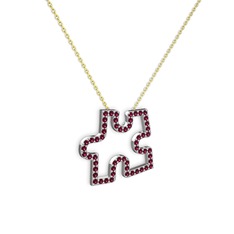 Rodolit garnet 18 ayar beyaz altın kolye (40 cm altın rolo zincir)