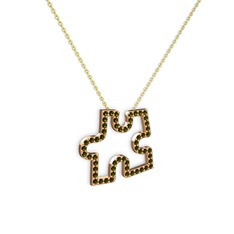 Puzzle Parça Kolye - Peridot 925 ayar rose altın kaplama gümüş kolye (40 cm altın rolo zincir) #1hl5f8o