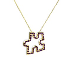 Puzzle Parça Kolye - Ametist 8 ayar altın kolye (40 cm altın rolo zincir) #ehxdfq