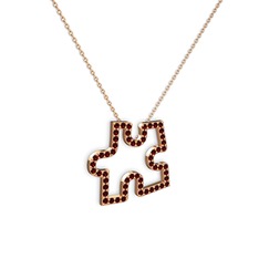 Garnet 8 ayar rose altın kolye (40 cm rose altın rolo zincir)