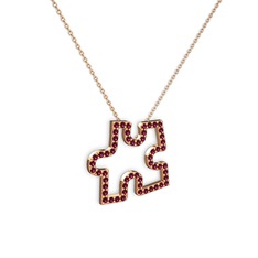 Puzzle Parça Kolye - Rodolit garnet 14 ayar rose altın kolye (40 cm rose altın rolo zincir) #gpxmc1