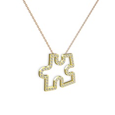 Puzzle Parça Kolye - Pırlanta 18 ayar altın kolye (0.55 karat, 40 cm rose altın rolo zincir) #h8r12f