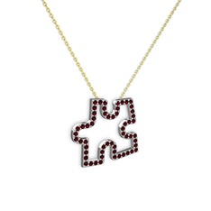 Garnet 14 ayar beyaz altın kolye (40 cm gümüş rolo zincir)