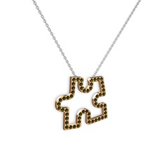 Puzzle Parça Kolye - Peridot 14 ayar rose altın kolye (40 cm beyaz altın rolo zincir) #z4s2vs