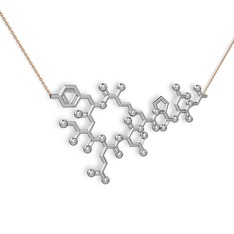 Molekül Kolye - 18 ayar beyaz altın kolye (40 cm rose altın rolo zincir) #16zo9x6