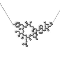 Molekül Kolye - 925 ayar siyah rodyum kaplama gümüş kolye (40 cm beyaz altın rolo zincir) #1ge7av6