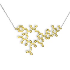 Molekül Kolye - 14 ayar altın kolye (40 cm beyaz altın rolo zincir) #1oajl18