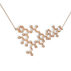 Molekül Kolye - 18 ayar rose altın kolye (40 cm rose altın rolo zincir) #1rz10bl