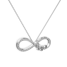 İsimli Sonsuzluk kolye - Swarovski 18 ayar beyaz altın kolye (40 cm beyaz altın rolo zincir) #1269tyq