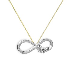 Swarovski 14 ayar beyaz altın kolye (40 cm altın rolo zincir)