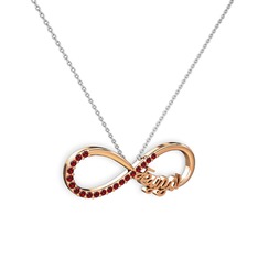 İsimli Sonsuzluk kolye - Garnet 8 ayar rose altın kolye (40 cm beyaz altın rolo zincir) #19aqkw0