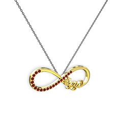 Garnet 925 ayar altın kaplama gümüş kolye (40 cm gümüş rolo zincir)