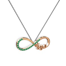 İsimli Sonsuzluk kolye - Kök zümrüt 925 ayar rose altın kaplama gümüş kolye (40 cm gümüş rolo zincir) #1bmqze6