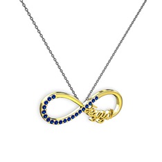 İsimli Sonsuzluk kolye - Lab safir 8 ayar altın kolye (40 cm gümüş rolo zincir) #1efqi15