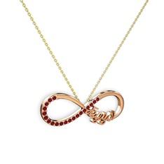 İsimli Sonsuzluk kolye - Garnet 14 ayar rose altın kolye (40 cm altın rolo zincir) #1eskr74