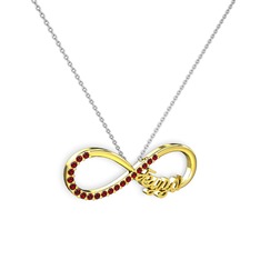 İsimli Sonsuzluk kolye - Garnet 18 ayar altın kolye (40 cm beyaz altın rolo zincir) #1gnvo0e