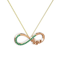 Kök zümrüt 925 ayar rose altın kaplama gümüş kolye (40 cm altın rolo zincir)