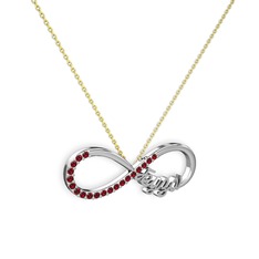 Garnet 14 ayar beyaz altın kolye (40 cm altın rolo zincir)