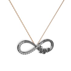 Pırlanta 925 ayar siyah rodyum kaplama gümüş kolye (0.3 karat, 40 cm gümüş rolo zincir)