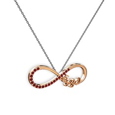 İsimli Sonsuzluk kolye - Garnet 18 ayar rose altın kolye (40 cm gümüş rolo zincir) #1qxvdoe