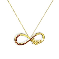 İsimli Sonsuzluk kolye - Garnet 18 ayar altın kolye (40 cm altın rolo zincir) #1r8c5ki