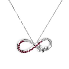 Rodolit garnet 8 ayar beyaz altın kolye (40 cm beyaz altın rolo zincir)