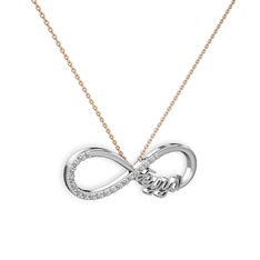 Swarovski 18 ayar beyaz altın kolye (40 cm gümüş rolo zincir)