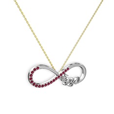 Rodolit garnet 18 ayar beyaz altın kolye (40 cm gümüş rolo zincir)